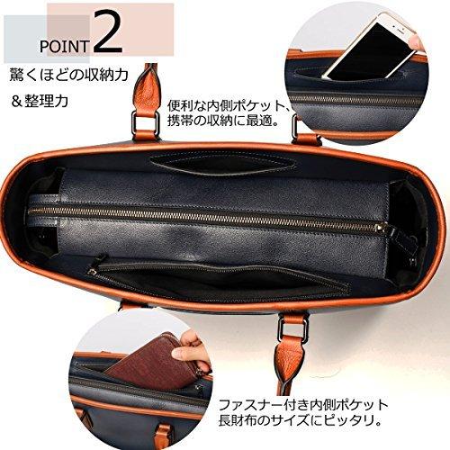 レットドリーム LETDREAM トートバッグ 本革 メンズ 通勤 ビジネスバッグ ldr01702 (ネイビー×ダークブラウン) 