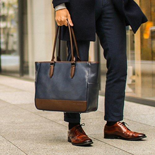 レットドリーム LETDREAM トートバッグ 本革 メンズ 通勤 ビジネスバッグ ldr01702 (ネイビー×ダークブラウン) 