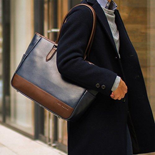 レットドリーム LETDREAM トートバッグ 本革 メンズ 通勤 ビジネスバッグ ldr01702 (ネイビー×ダークブラウン) 