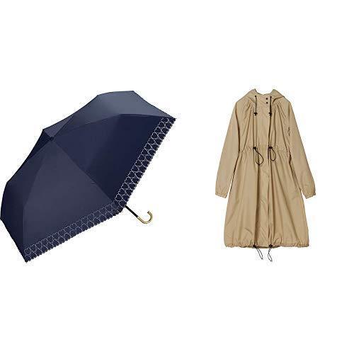 セット買い ワールドパーティー(Wpc.) 日傘 折りたたみ傘 ネイビー 50cm レディース 傘袋付き 遮光ハートヒー