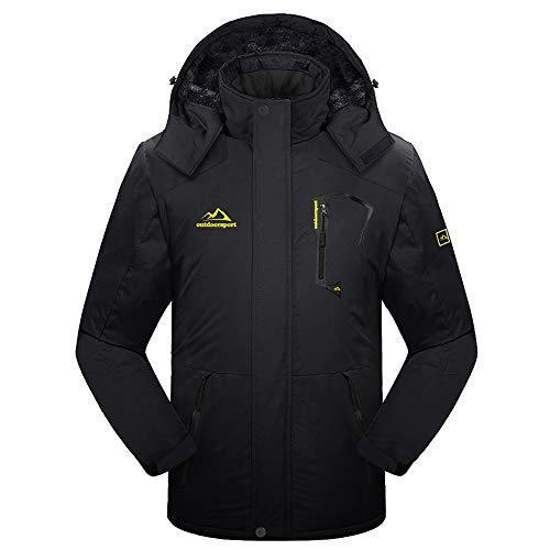 KEFITEVD トレッキングウェア メンズ ジャケット ハイキング スキーウェア アウトドア コート ブラック JP 2XL JP