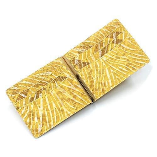 超爆安 P Wv1040 Ms Yellow 札ばさみ 財布 本革 ヘビ革 ダイヤモンドパイソン ウェーブ イエロー マネークリップ