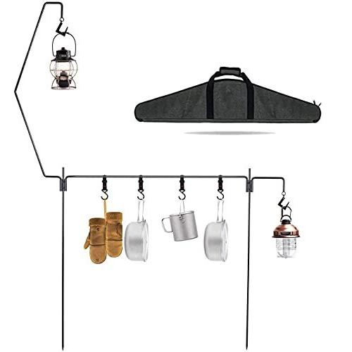 アイアンランタンスタンド ランタンハンガー 打ち込み式-Vicopo，ランタンポール 多機能 軽量 コンパクト アウトドア キャンプ用 専用収納ケース付き