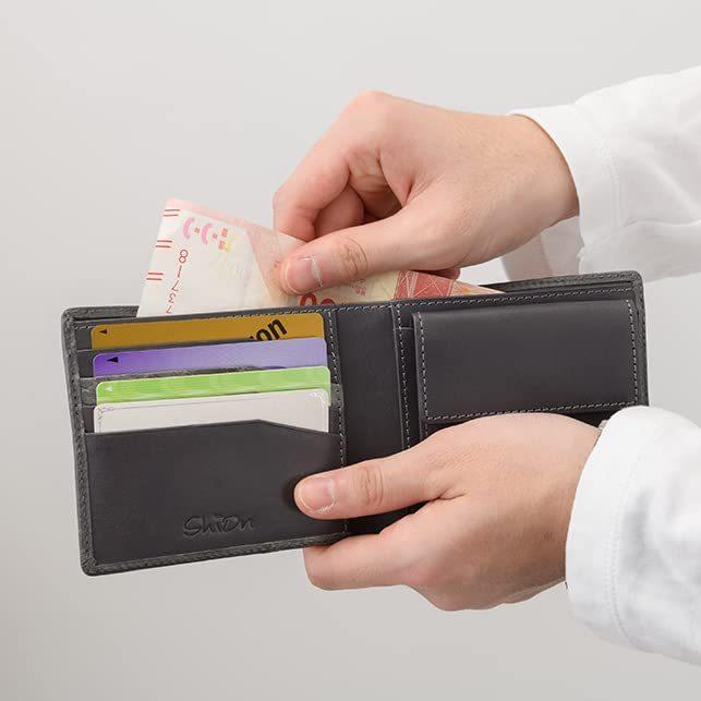Shion Authentic 小銭入れ付き二つ折り財布、グレー : a-b09v2gyqb4 