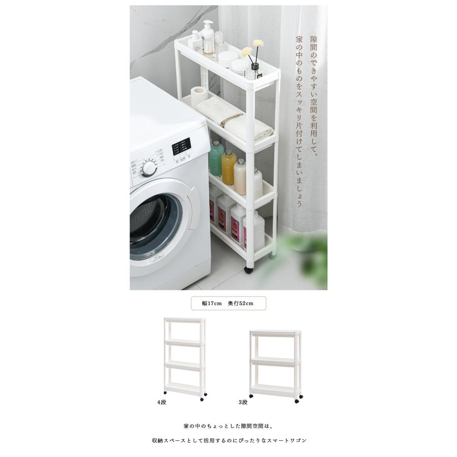 送料無料 隙間収納 すきま収納3段 幅17CM キャスター付き スリム 縦型