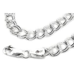 【並行輸入品】5?mm幅スターリングシルバーダブルリンクチェーンチャームネックレス18?" 5mm Wide Sterling Silver Dの画像