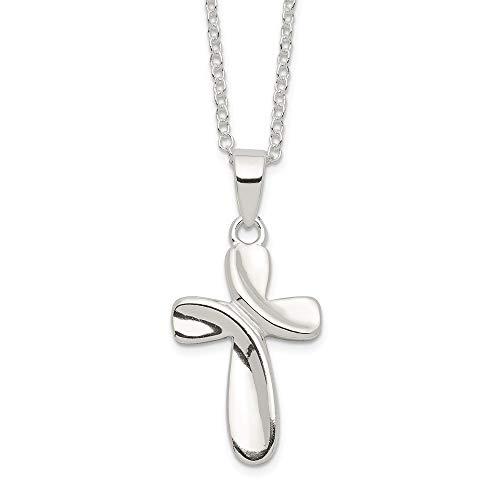 【並行輸入品】スターリングシルバークロスネックレス 18インチ 春リング 925 Sterling Silver Polished Open_1