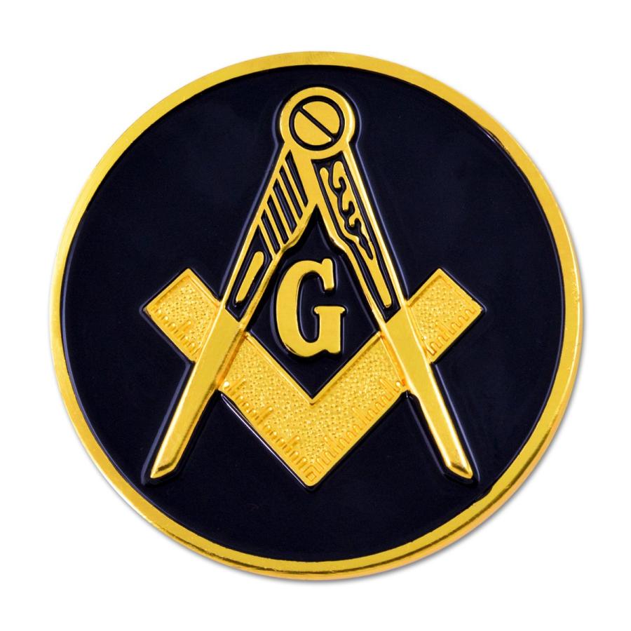 【並行輸入品】Square & Compass Round Masonic Auto Emblem [Black Gold][3 ...