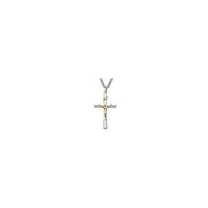 【並行輸入品】スターリングシルバーフレア十字架ペンダントwithゴールドトーンコーパス、1?1?/ 8インチ True Faith Jewelr_2