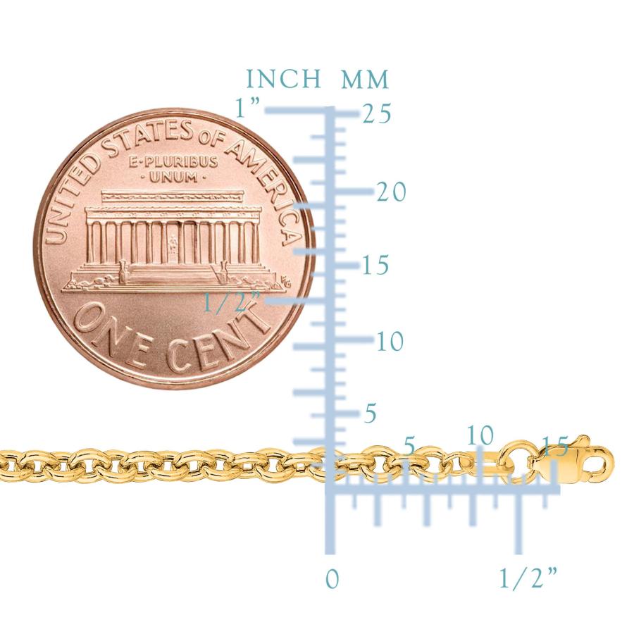 【並行輸入品】14kイエローゴールドフォルサントナチェーンネックレス、3.1mm、24" Jewelry Affairs 14k Yellowの画像