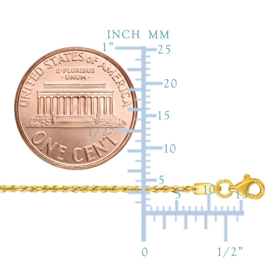 【並行輸入品】14kイエローゴールドソリッドダイヤモンドロイヤルロープチェーンネックレス、1.5mm、16" Jewelry Affairs 1の画像