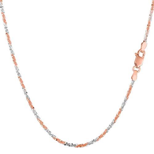 【並行輸入品】14k 2トーンローズ＆ホワイトゴールドスパークルチェーンネックレス、1.5mm、16" Jewelry Affairs 14k_1
