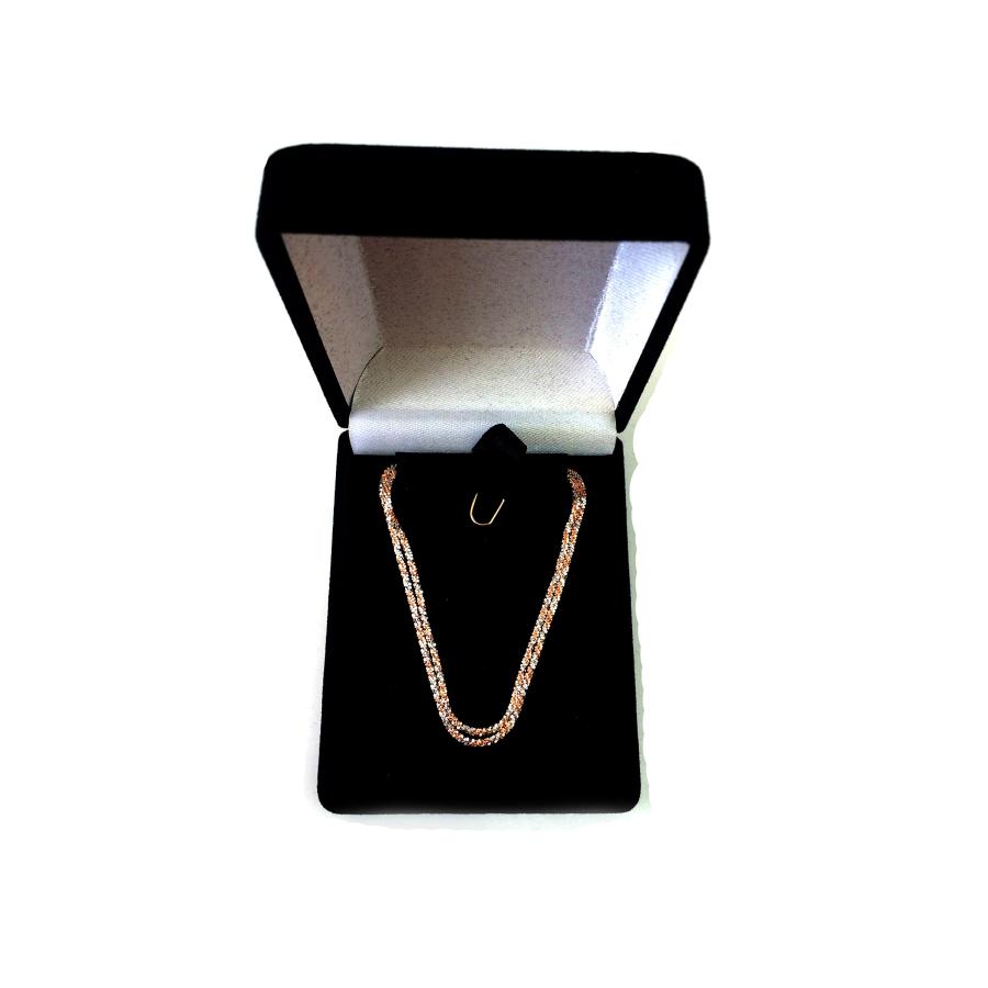 【並行輸入品】14k 2トーンローズ＆ホワイトゴールドスパークルチェーンネックレス、1.5mm、16" Jewelry Affairs 14k_9