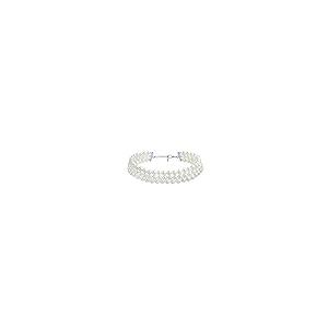 【並行輸入品】[Bling Jewelry] 「ブライダルハンドノット3列ワイドホワイトシミュレートパールストランドチョーカーカラーネックレス、の画像