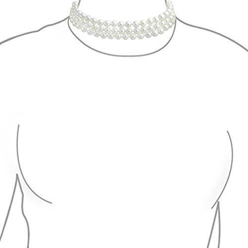 【並行輸入品】[Bling Jewelry] 「ブライダルハンドノット3列ワイドホワイトシミュレートパールストランドチョーカーカラーネックレス、の画像