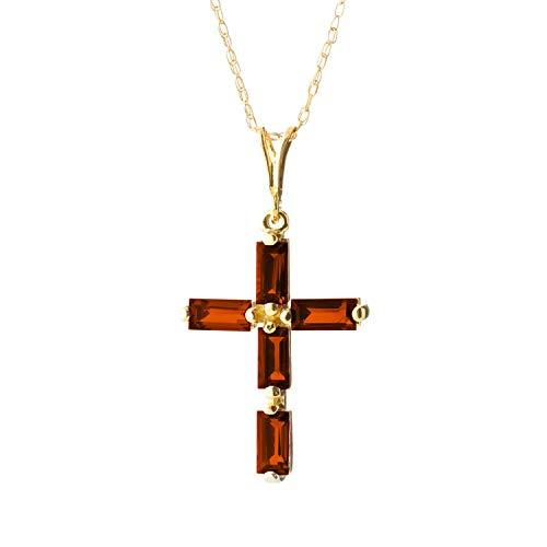 【並行輸入品】Galaxy Gold GG 14K ソリッドゴールド 18インチ ネックレス ガーネットクロスペンダント, 金属, ガーネットの画像