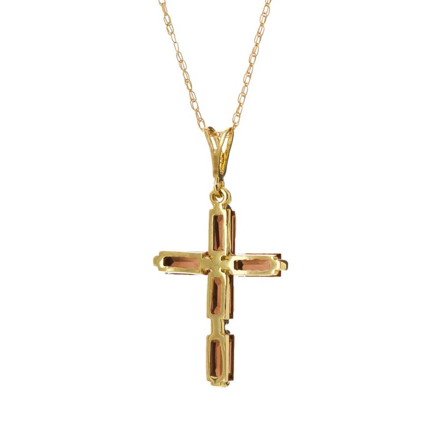 【並行輸入品】Galaxy Gold GG 14K ソリッドゴールド 18インチ ネックレス ガーネットクロスペンダント, 金属, ガーネットの画像