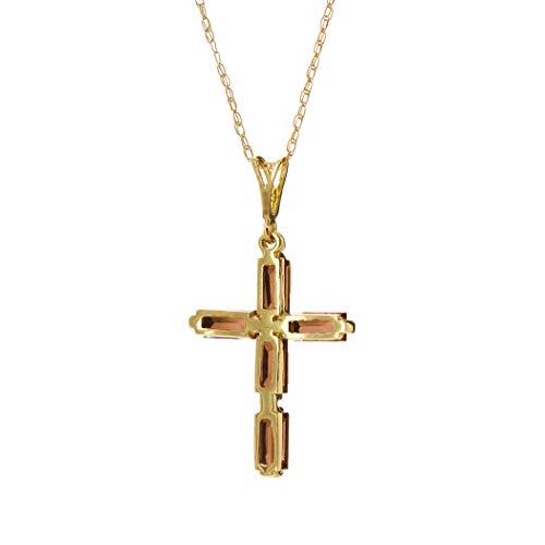 【並行輸入品】Galaxy Gold GG 14K ソリッドゴールド 18インチ ネックレス ガーネットクロスペンダント, 金属, ガーネットの画像