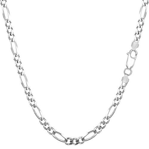 【並行輸入品】スターリングシルバーロジウムメッキフィガロチェーンネックレス、3.0mm、18" Sterling Silver Rhodium_1