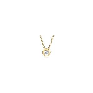 【並行輸入品】Pompeii3 Inc. (ポンペイ3社) 0.38ct SI ベゼル ソリティア ダイヤモンド 14Kゴールド 新品 ペンダンの画像