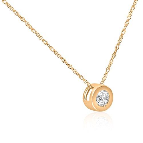 【並行輸入品】Pompeii3 Inc. (ポンペイ3社) 0.38ct SI ベゼル ソリティア ダイヤモンド 14Kゴールド 新品 ペンダンの画像