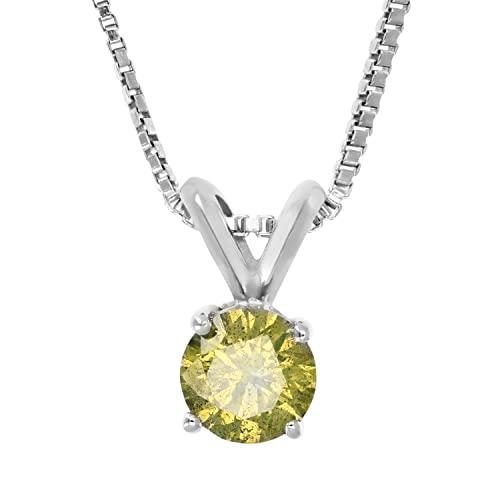 【並行輸入品】VIR JEWELS 1/2 cttw ダイヤモンドペンダント イエローダイヤモンド ソリティアペンダントネックレス レディース_1