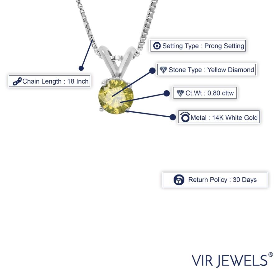 【並行輸入品】VIR JEWELS 1/2 cttw ダイヤモンドペンダント イエローダイヤモンド ソリティアペンダントネックレス レディース_6