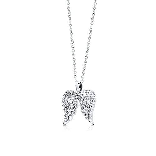 【並行輸入品】BERRICLEロジウムメッキスターリングシルバーキュービックジルコニアCZ天使の翼ペンダントネックレス18 " BERRICLE_4