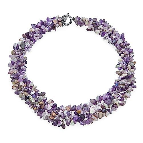【並行輸入品】[Bling Jewelry] [ブリングジュエリー] 天然石 アメジスト チップ サザレ石 銀メッキ 大振り パワーストーン パ