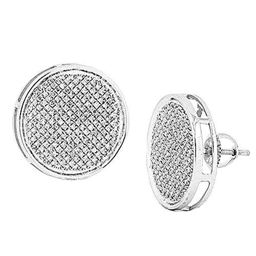 【並行輸入品】0.50カラットCTWスターリングシルバーReal Diamond Pave DiscメンズヒップホップIcedスタッドイヤリングの画像