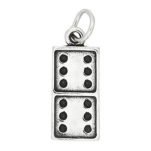 【並行輸入品】スターリングシルバーOne Sided Domino Game Pieceチャーム LGU Sterling Silver One_1