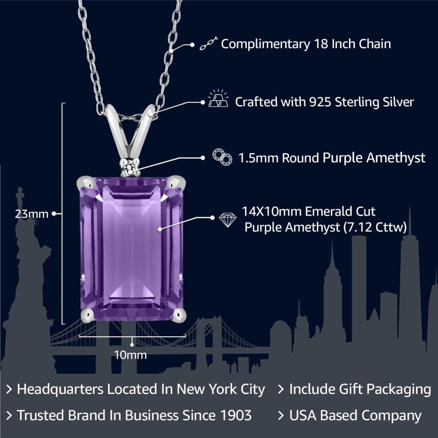 【並行輸入品】[Gem Stone King] 7.12カラット 天然 アメジスト ネックレス レディース シルバー925 2月 誕生石 誕生日