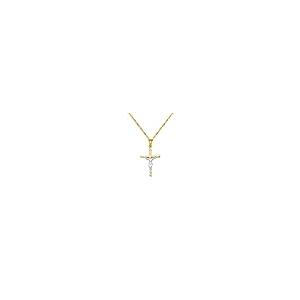 【並行輸入品】14K ツートーンゴールド イエス クロス 宗教ペンダント 1.2mmシンガポールチェーンネックレス The World Jeweの画像
