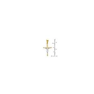 【並行輸入品】14K ツートーンゴールド イエス クロス 宗教ペンダント 1.2mmシンガポールチェーンネックレス The World Jeweの画像