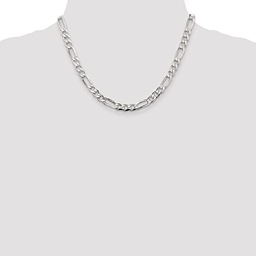 【並行輸入品】925スターリングシルバー 7mm パヴ フラットリンク フィガロチェーンネックレス 22インチ ペンダント チャーム ファインジの画像