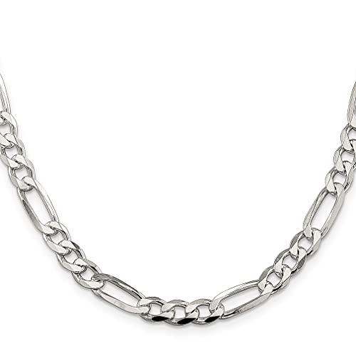 【並行輸入品】925スターリングシルバー 7mm パヴ フラットリンク フィガロチェーンネックレス 22インチ ペンダント チャーム ファインジの画像