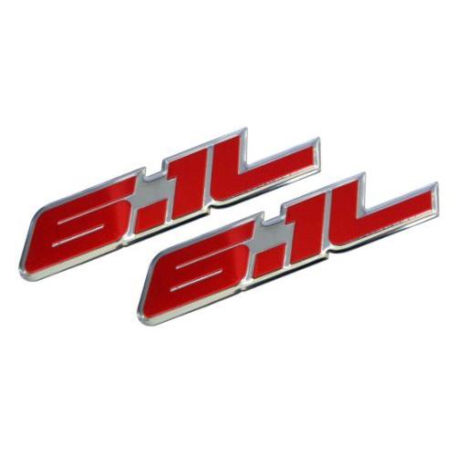2 x (Pair / Set) 6.1L Liter Red & Polished Silver Hemi Engine Rea 