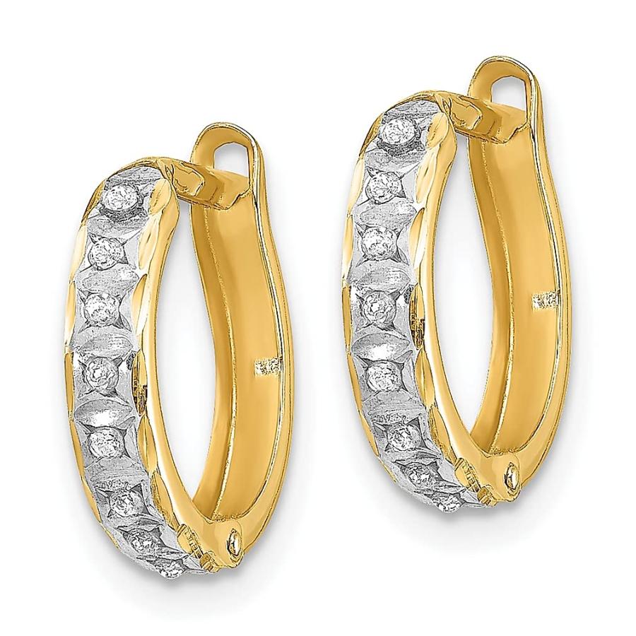 【並行輸入品】14K イエローゴールド ダイヤモンド ラウンド ヒンジ フープ イヤリング ファインジュエリー 女性へのギフトに， 該当なし，_3