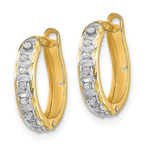 【並行輸入品】14K イエローゴールド ダイヤモンド ラウンド ヒンジ フープ イヤリング ファインジュエリー 女性へのギフトに， 該当なし，_4