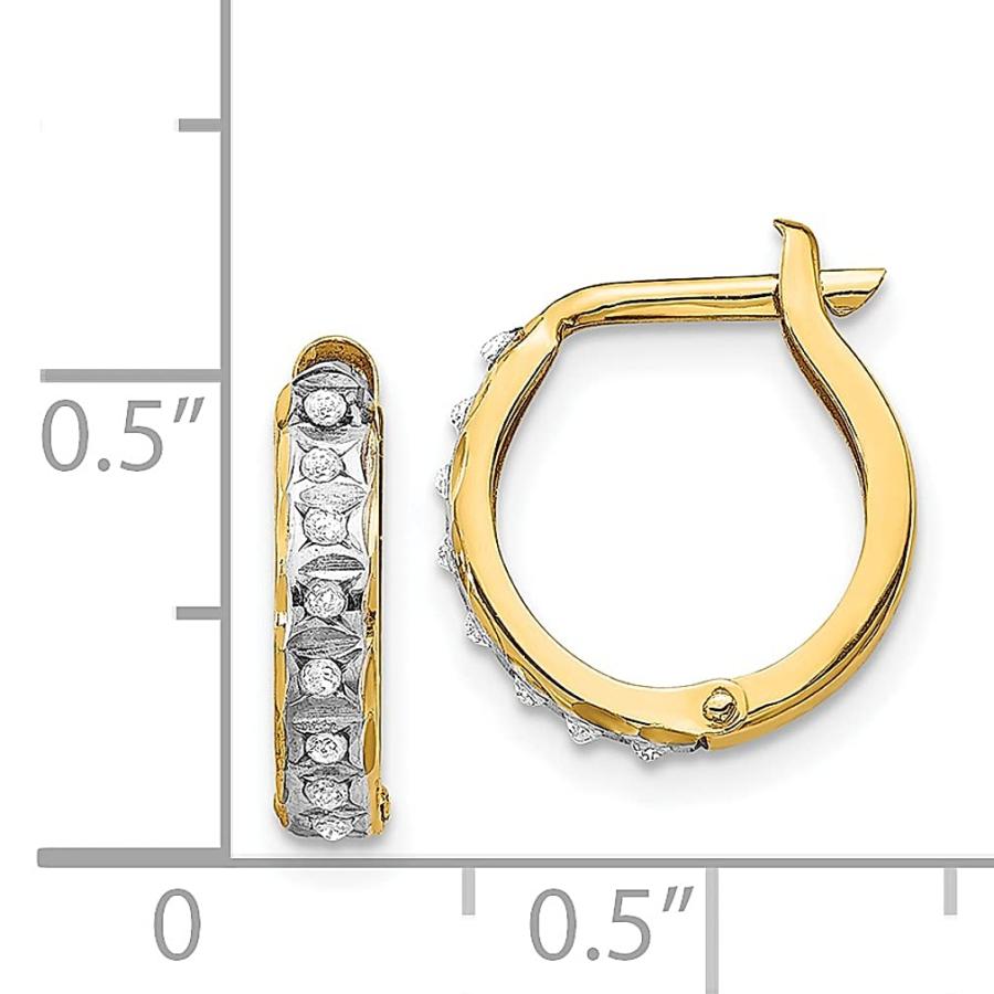 【並行輸入品】14K イエローゴールド ダイヤモンド ラウンド ヒンジ フープ イヤリング ファインジュエリー 女性へのギフトに， 該当なし，_9