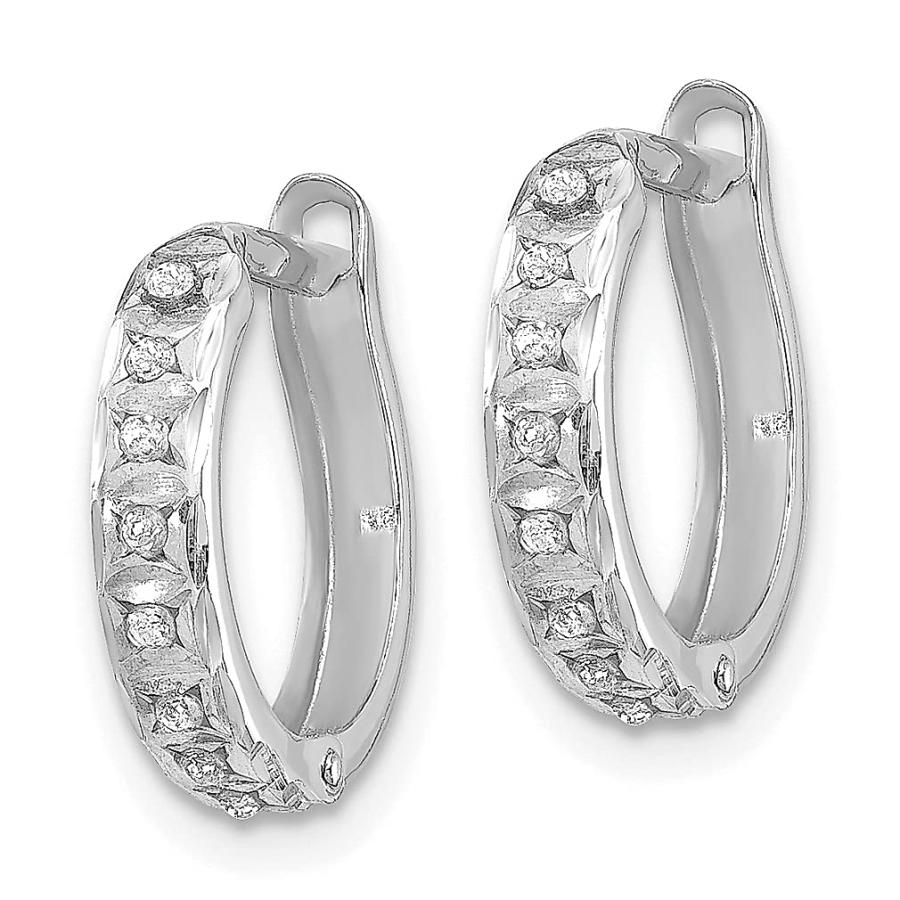【並行輸入品】14K ホワイト ゴールド ダイヤモンド ラウンド ヒンジ フープ イヤリング ファインジュエリー 女性へのギフトに， ホワイトゴ_3