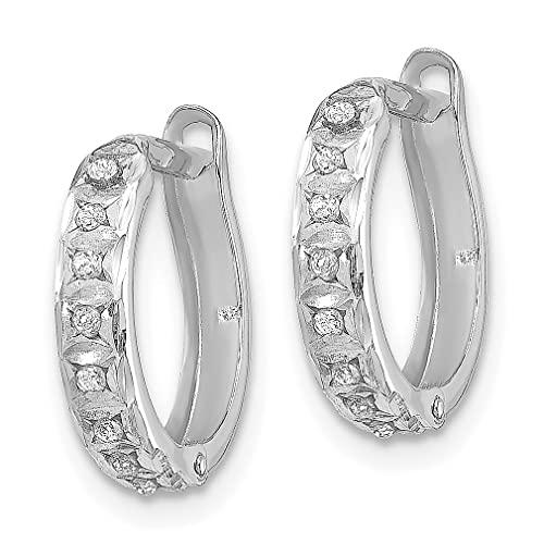 【並行輸入品】14K ホワイト ゴールド ダイヤモンド ラウンド ヒンジ フープ イヤリング ファインジュエリー 女性へのギフトに， ホワイトゴ_4