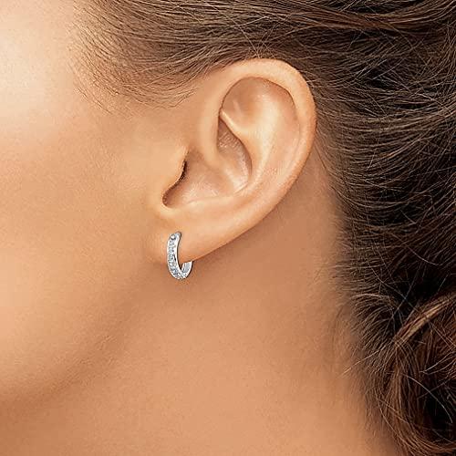 【並行輸入品】14K ホワイト ゴールド ダイヤモンド ラウンド ヒンジ フープ イヤリング ファインジュエリー 女性へのギフトに， ホワイトゴ_7
