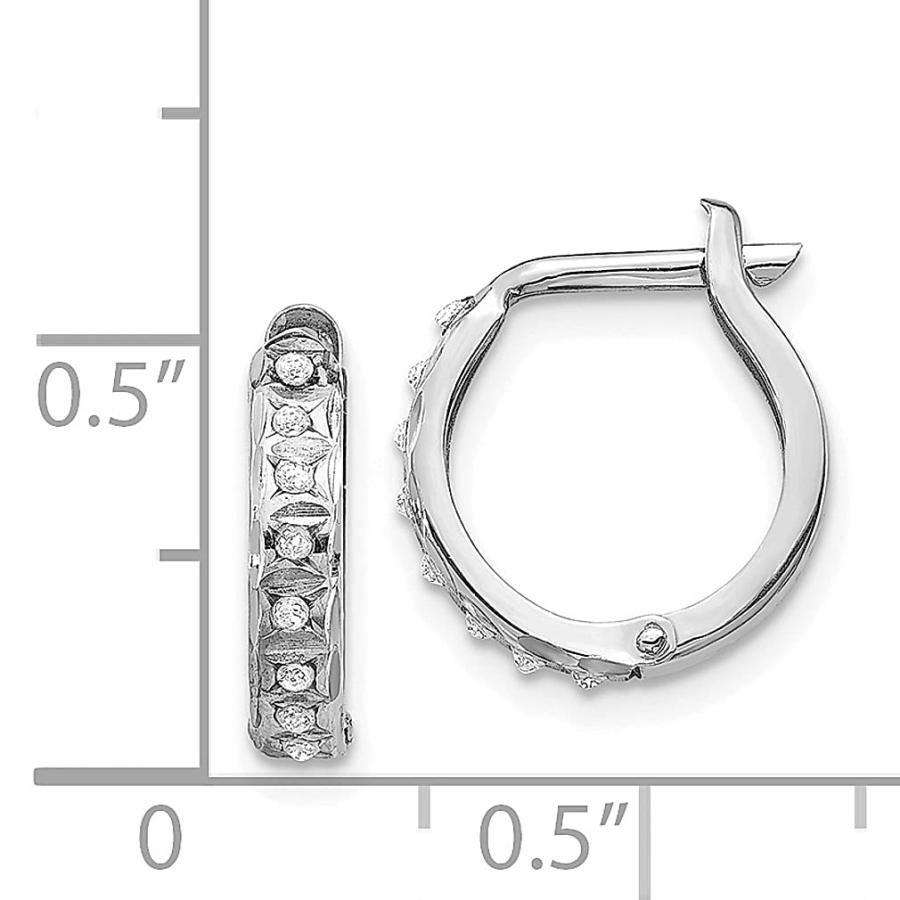 【並行輸入品】14K ホワイト ゴールド ダイヤモンド ラウンド ヒンジ フープ イヤリング ファインジュエリー 女性へのギフトに， ホワイトゴ_9
