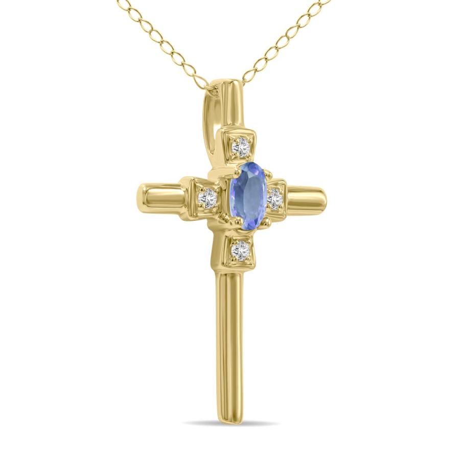 【並行輸入品】タンザナイトとダイヤモンドクロスペンダント10?Kイエローゴールド SZUL Tanzanite and Diamond Crosの画像