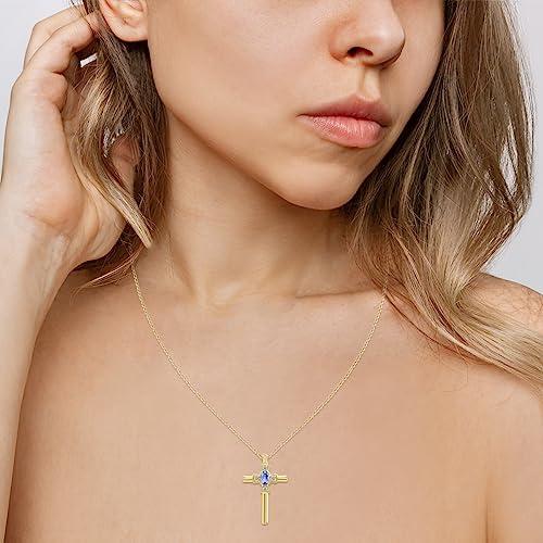 【並行輸入品】タンザナイトとダイヤモンドクロスペンダント10?Kイエローゴールド SZUL Tanzanite and Diamond Crosの画像