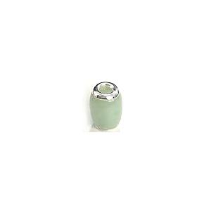 【並行輸入品】。925スターリングシルバーバレル円柱グリーン翡翠スライダバレルネックレス16インチチェーンIncluded .925 Sterlの画像