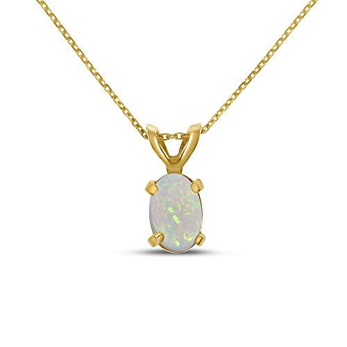 【並行輸入品】16"チェーン付き10kイエローゴールドオーバルオパールペンダント 10k Yellow Gold Oval Opal Penda