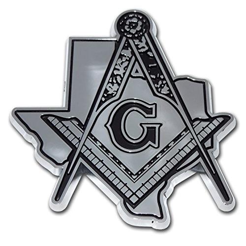 【並行輸入品】Masonic Square and Compasses Texas Chrome Auto Emblemの画像