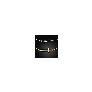 【並行輸入品】14Kソリッドゴールド サイドウェイ ダイヤモンド クロスネックレス ゴールド 14k Solid Gold Sideways Dの画像